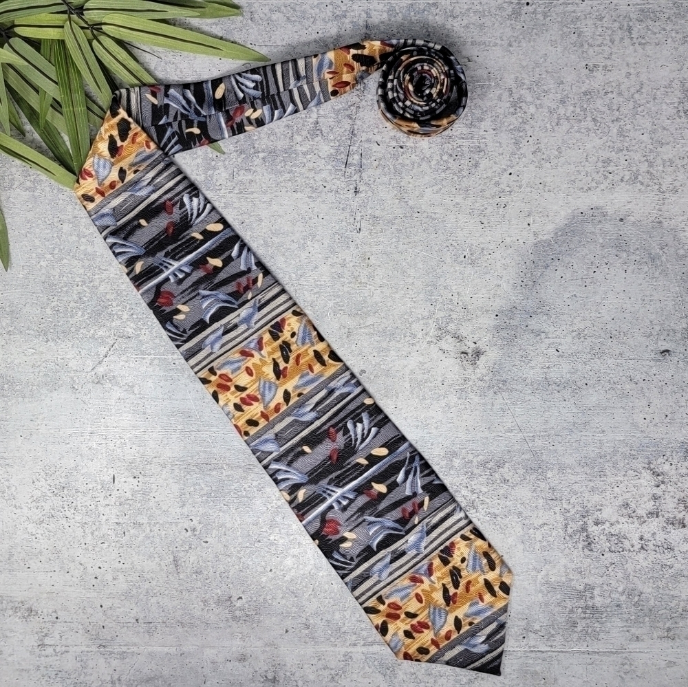 J. Garcia Multicolor Abstract Print Silk Tie
